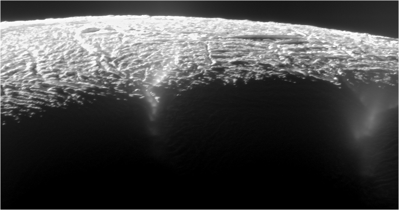 Illustration for article titled Los 101 géiseres de Encélado, la luna de Saturno que esconde un océano